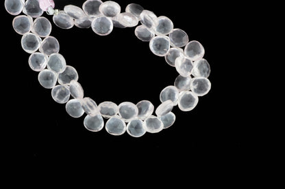 Pink Rose Quartz 9mm Faceted Heart Shaped Briolettes