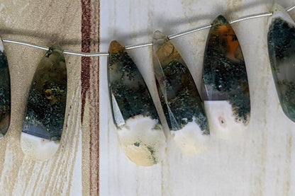 Green Moss Agate 30x12mm Faceted Pear Shaped Briolettes